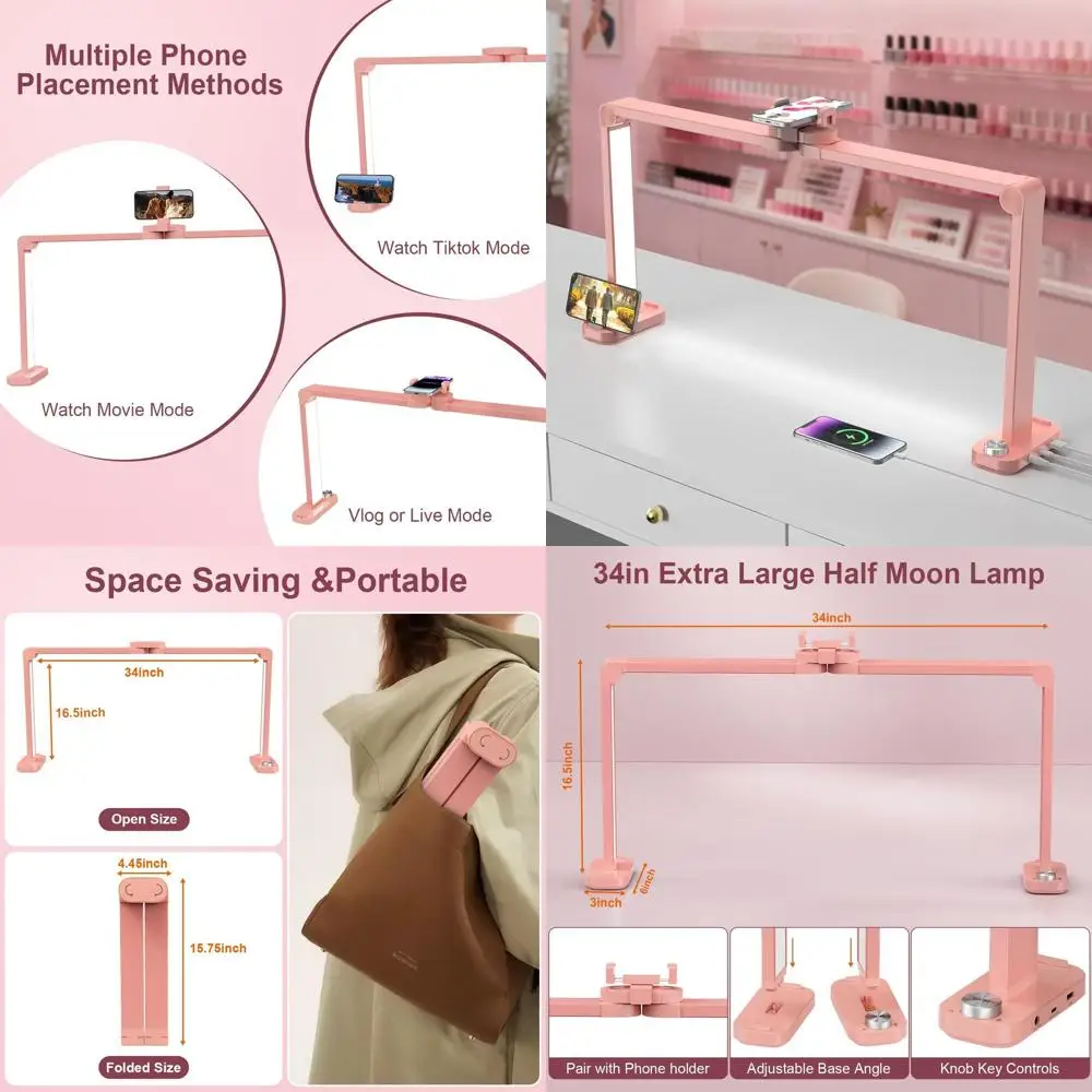 

Складная настольная лампа премиум-класса для ногтей 34 с регулируемой яркостью и цветовой температурой для ухода за ресницами (розовая)