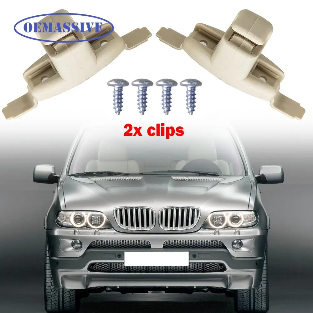 OEMASSIVE 2X For Bmw 3 5 7 Series M3 E46 E38 E39 X5 E53 51168174715 51168243575 Car Sun Visor Clip Bracket Hanger Accessories