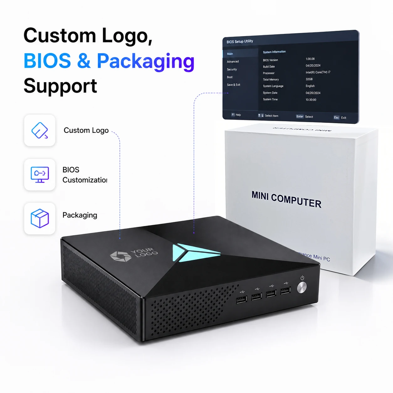 MSECORE MV200 Mini PC Intel Core i9‑9900T RTX 3050 8GB Dedicated GPU Windows 11 Gaming Desktop Computer DDR4 NVME SSD WiFi6E 8K view 6