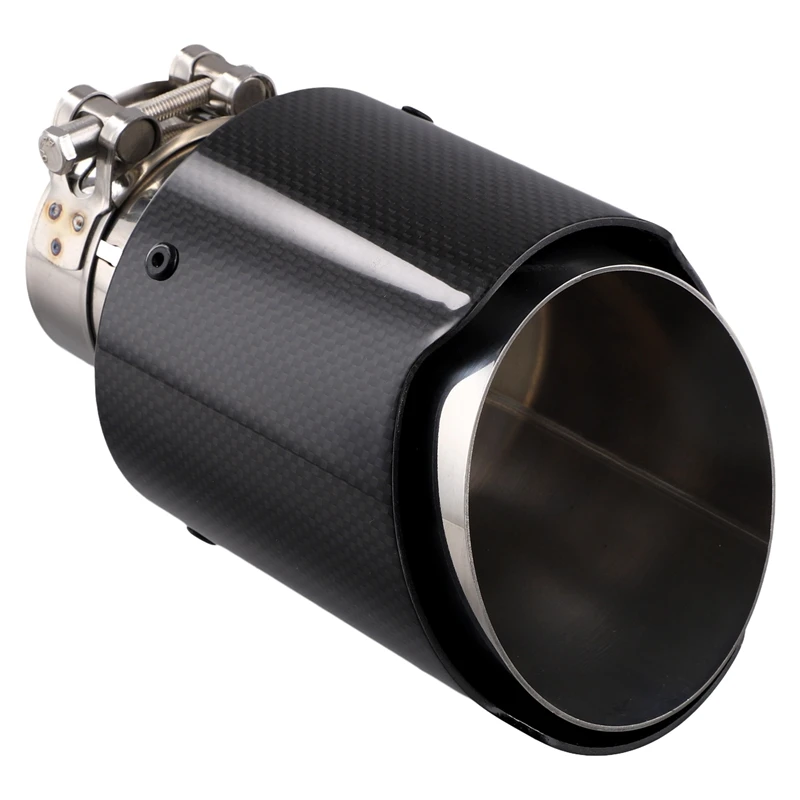 Car Bright Carbon Fiber Exhaust Tip Universal Car Exhaust Pipe Modification Tail Throat Clip-On Tail Pipe