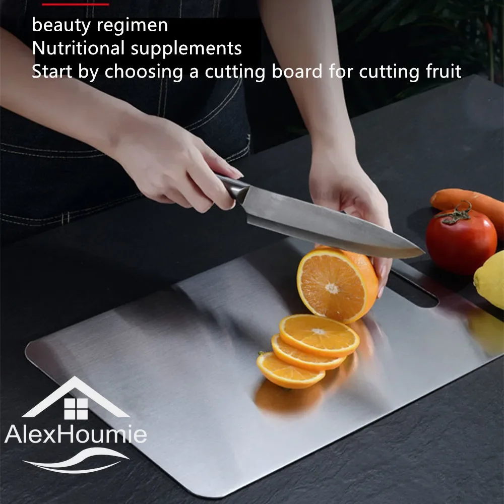 Stainless Steel Cutting Board Home Kitchen Rectangular Board Sterile Mildew Proof Fruit Vegetable Meat Chopping Board