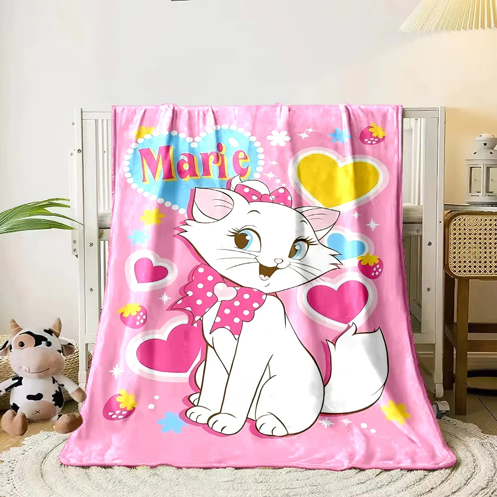 Disney Marie Cute Cat Blanket Warm Soft Fluffy Kids and Adult Sofa Bed Throw Blanket Outdoor Travel Camping Sheet Cobertor