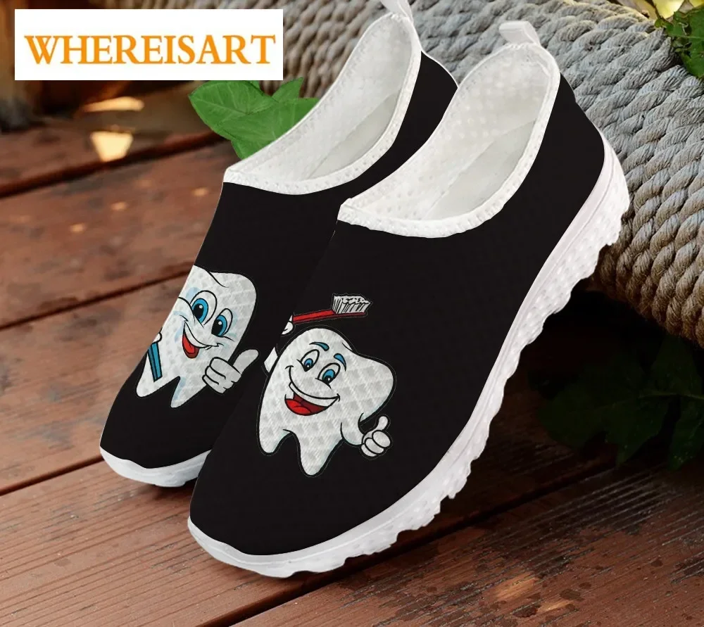 Cute Cartoon Toothbrush Pattern Women Slip On Sneakers Teeth/Dental/Dentist Ladies Shoes Casual Summer Femalel+Shoes