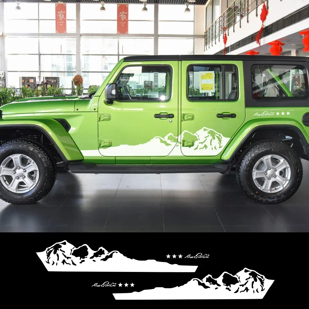 2PCS Car Door Side Stickers Vinyl Film Decals For Wrangler Unlimited Sport RUBICON 392 Gladiator JK Off Road Auto Accessories