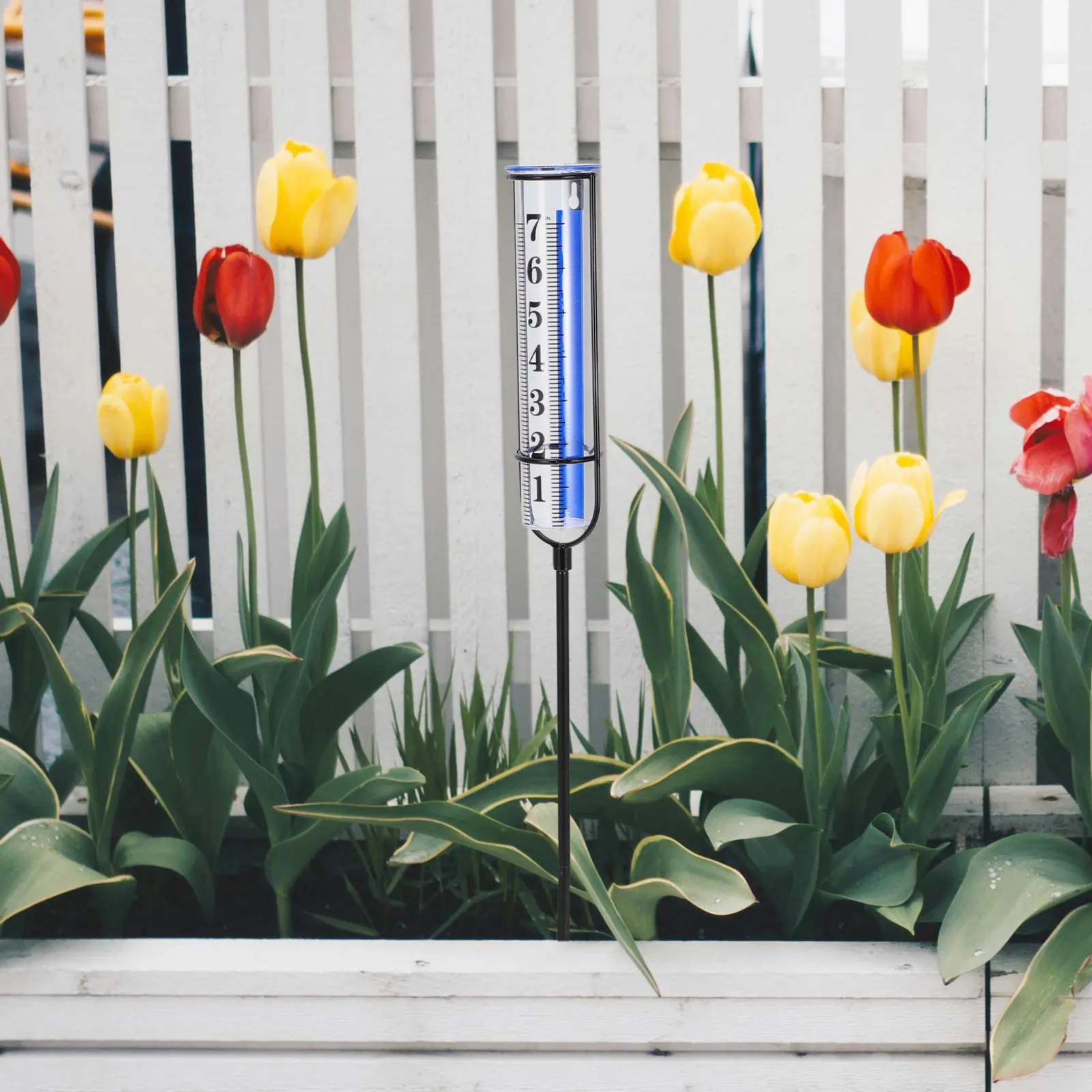 Outdoor Yard Rain Gauge Clear Precise Glass Tube Stable Rack Rain Measuring Tool for Garden Lawn Farm Clear Test Tube