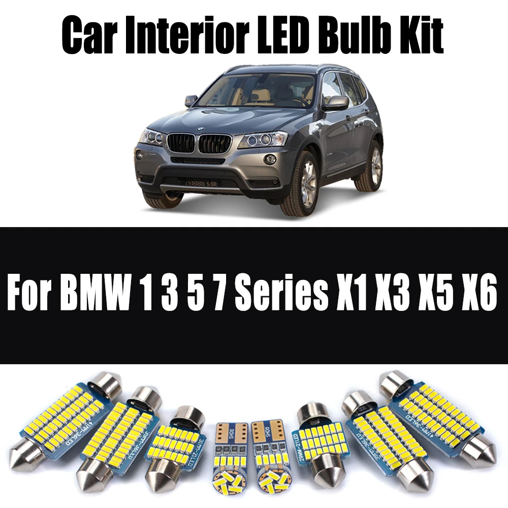 For BMW X1 X3 X5 X6 E87 E82 F20 F21 E36 E46 E90 E91 E92 E93 F30 E39 E60 E61 F10 E65 E66 E67 F01 Interior LED Light Kit Canbus