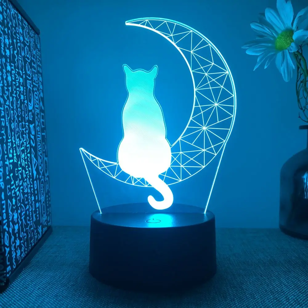 Cute Cat 3D Lamp LED Night Light Table Lamps Nightlight for Children\'s Lights Smart Touch Home Bedroom Desk Decor Birthday Gifts