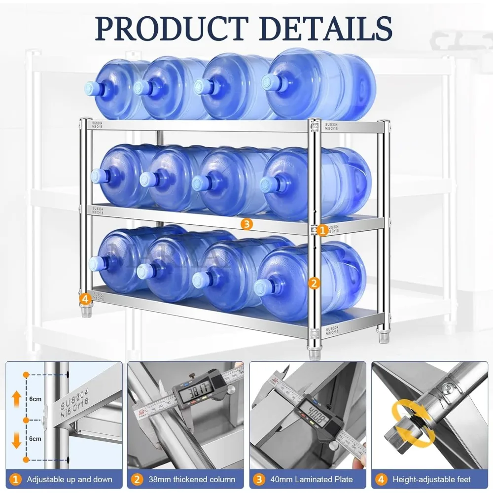 Półka kuchenna ze stali nierdzewnej - wielopoziomowy stojący regał na kuchenkę mikrofalową i inne