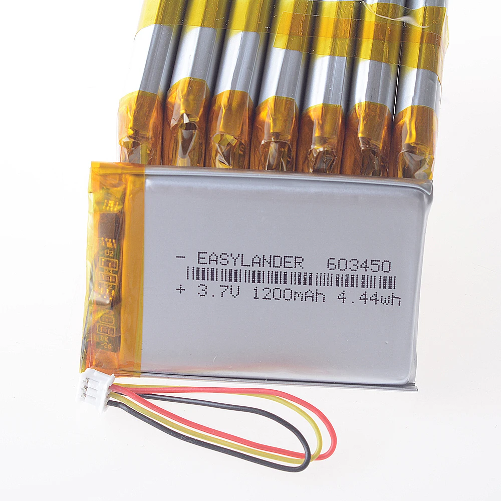 1/5 шт. силиконовые провода 603450 2 провода/JST1.5 3Pin 3,7 В 1200 мАч литий-полимерный литий-ионный аккумулятор Lipo батареи