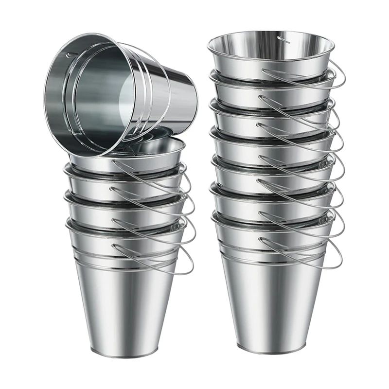 

New 12 Pack Metal Buckets With Handle,Basket Bucket For Kids, Kids Party Supplies,Crafts For Candy Bars Vase Crafts