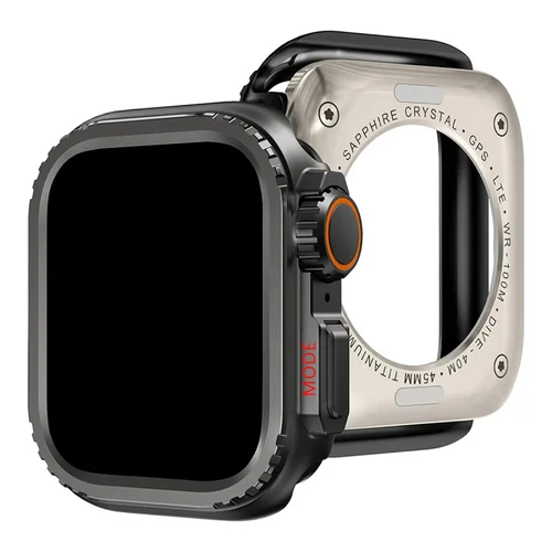 Imagen 1 del producto Caja de Metal Ultra Look para iWatch Series 9/8/7/6/5/4/SE2/SE 44/45mm para protectores de Apple Watch + Kit de actualización Crown Ultra 2/1