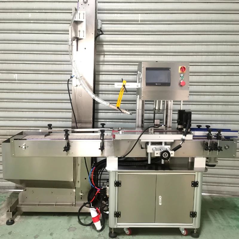 High Quality CM140 Automatic Cap Screwing Machine With Feeder Elevator Cap Capping Machine for Bottles Buckets and Jars