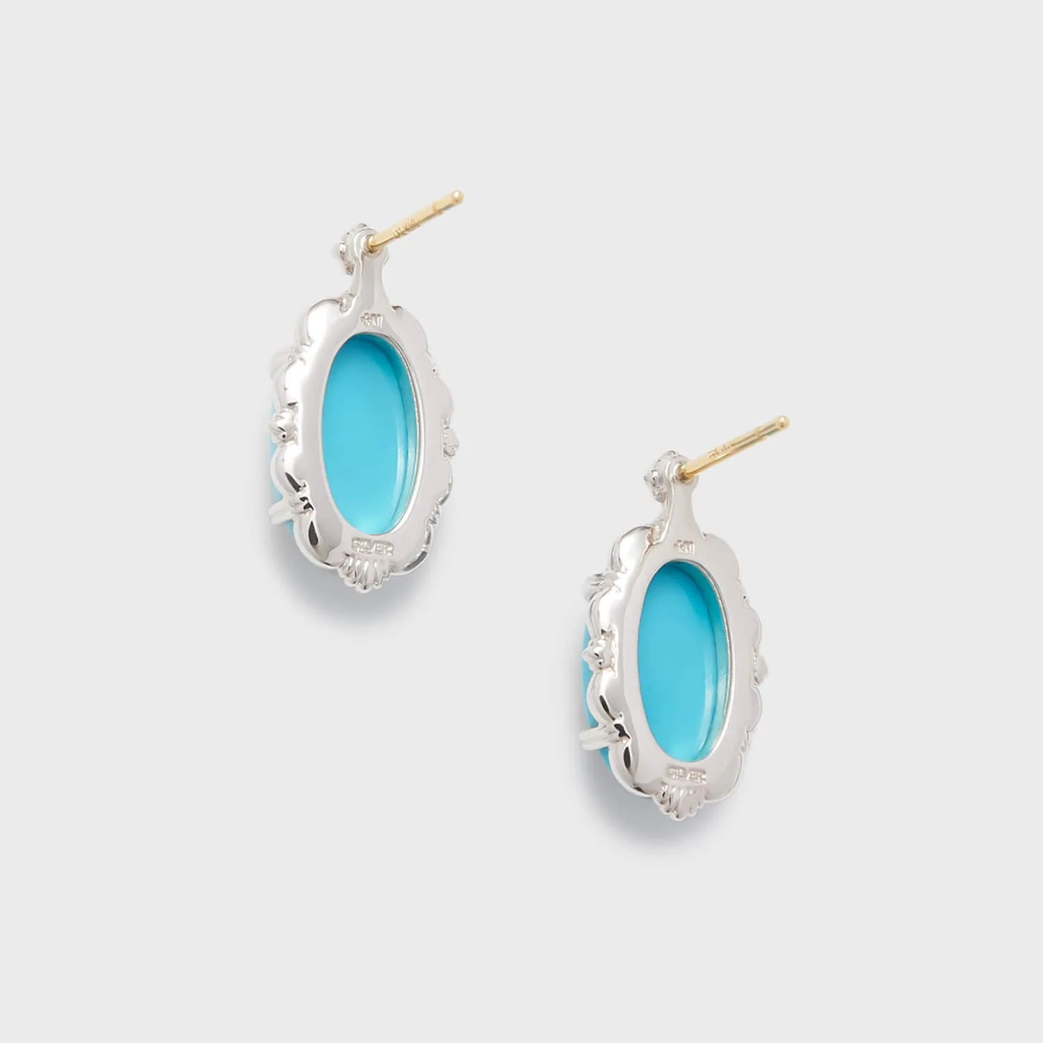 new vintage S925 silver artificial turquoise earrings
