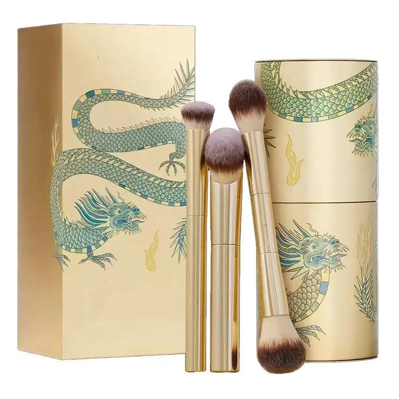 Double Head Multifunctional Makeup Single Soft Bristle Loose Powder Blush Foundation Eyebrow Grooming Cosmetic Brush Tool