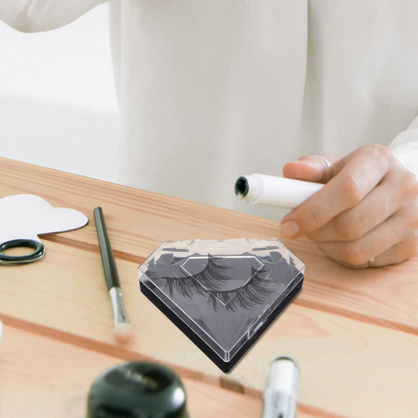 3개 세트 다이아몬드 모양 속눈썹 케이스 컬러풀한 속눈썹 보관함 정교한 디자인 손상 방지 메이크업 정리함 선물용 속눈썹 케이스