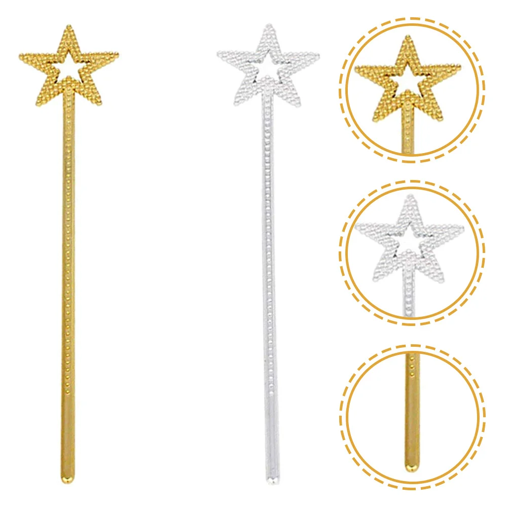 Varinhas de fada estrela para meninas, 2 peças, crianças, varinha de anjo, fornecimento de festa, adereço, crianças, performance de palco, kit de artesanato
