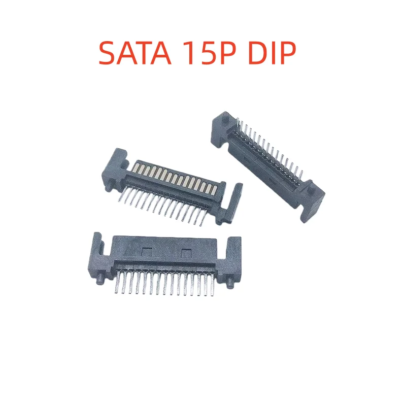 10pcs Sata 15 Pin 15P Single Row Straight Right Angle DIP Male Interface Socket Connector Adapter Port Hard Drive SMD/180 Degree
