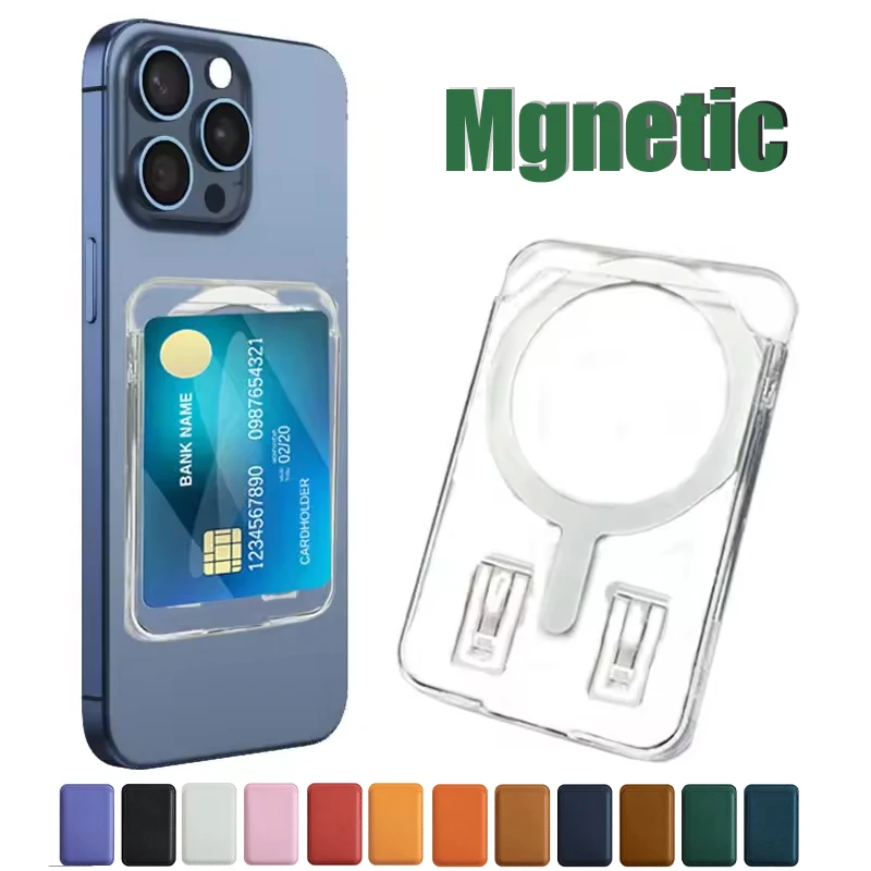 Neu: Transparente Acryl-Geldbörse mit Foto- und Kartenfach für MagSafe – Leder-Magnet-Hülle für iPhone 17, 13, 12, 14, 15, 16 Pro Max – Zubehör