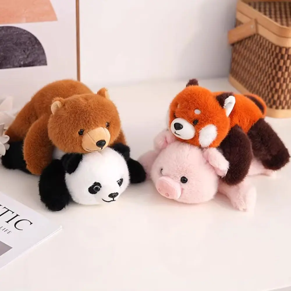 Lovely Sloth Husky Plush Lying Animal Table Ornament Pig Panda Raccoon Bear Plush Cartoon 18cm Stuffed Animal Doll Kids Toy