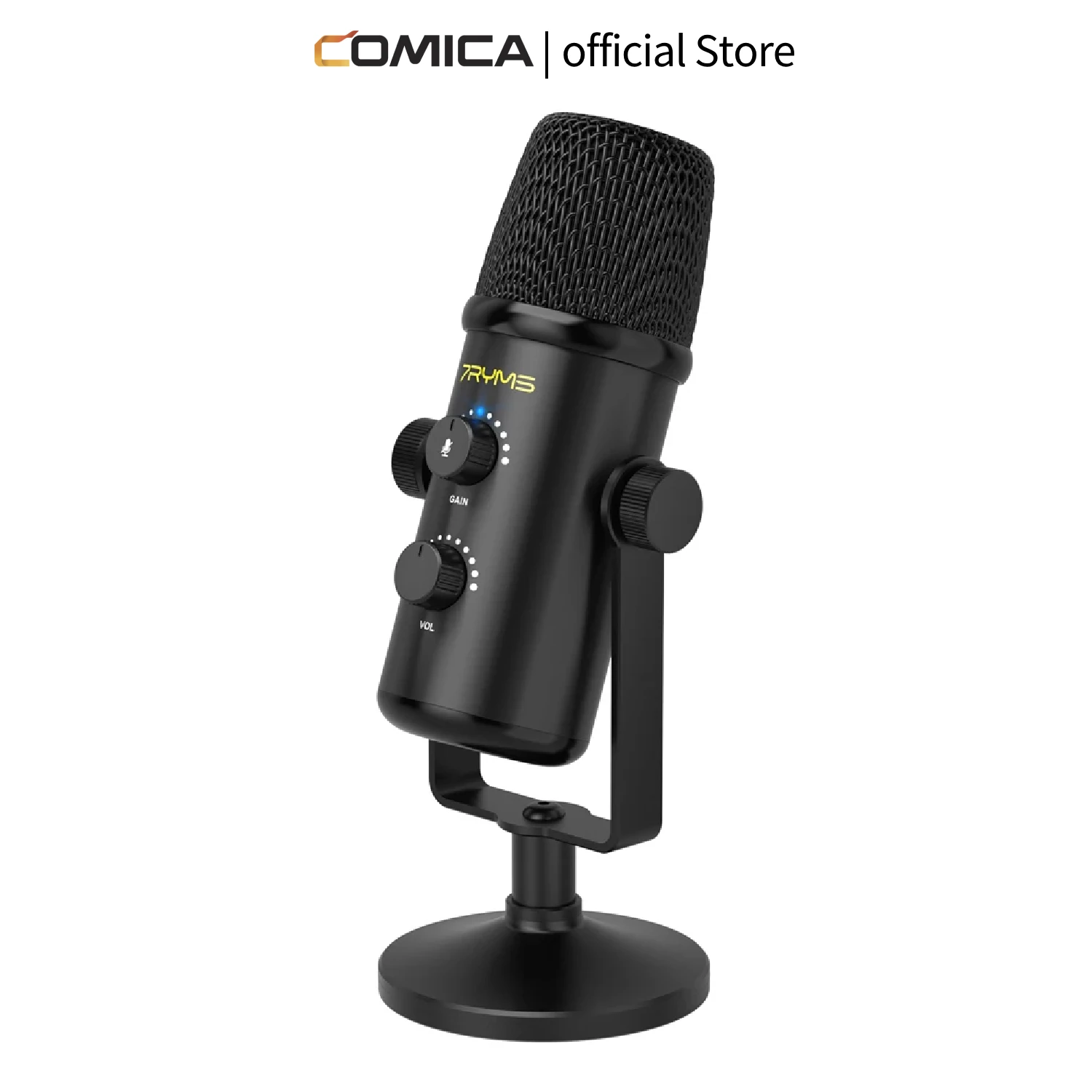 

7ryms AT20 USB Microphone for Recording and Streaming on PC and Mac,Headphone Output and Touch-Mute Button, RGB Mic For iPhone