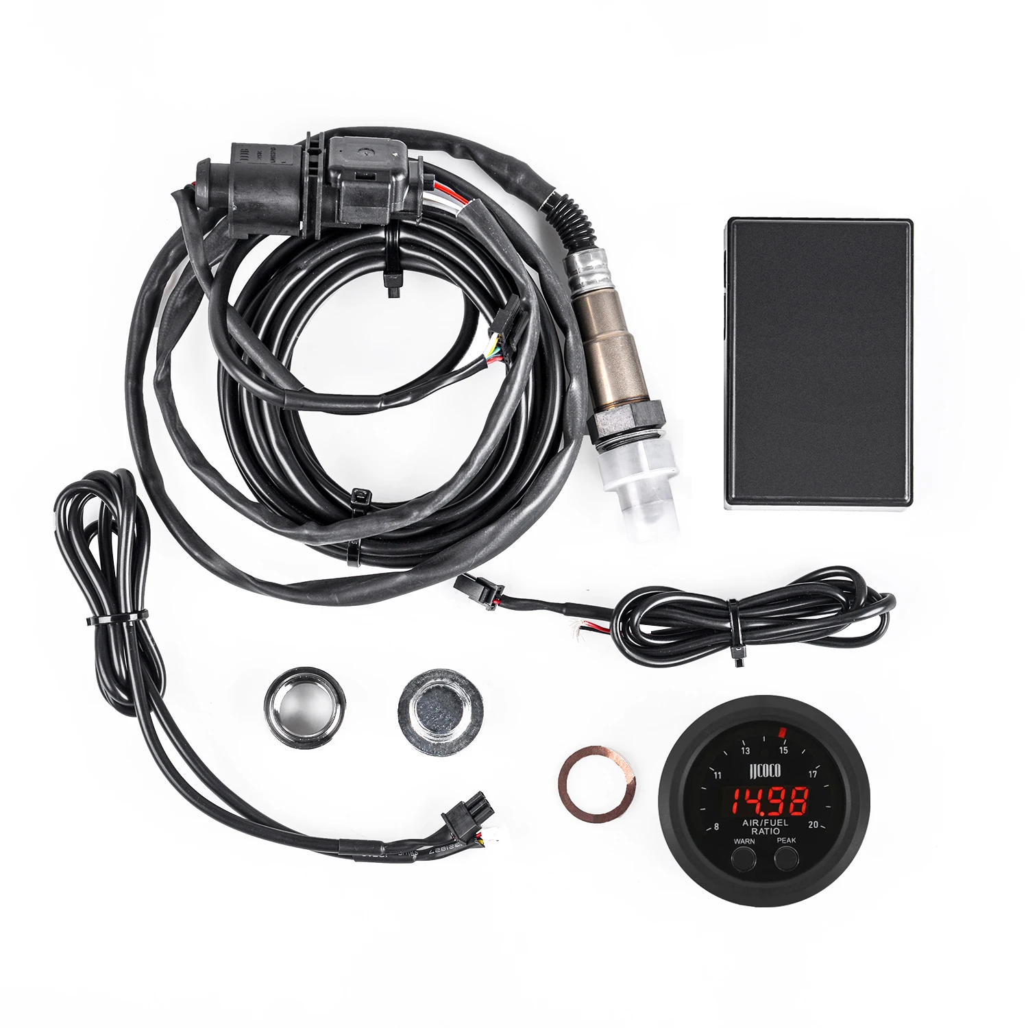 Universal 52mm Air/Fuel Ratio Gauge Kit with Sensor and Controller Box Ultra-Thin Round Digital Oxygen Sensor Controller Gauge