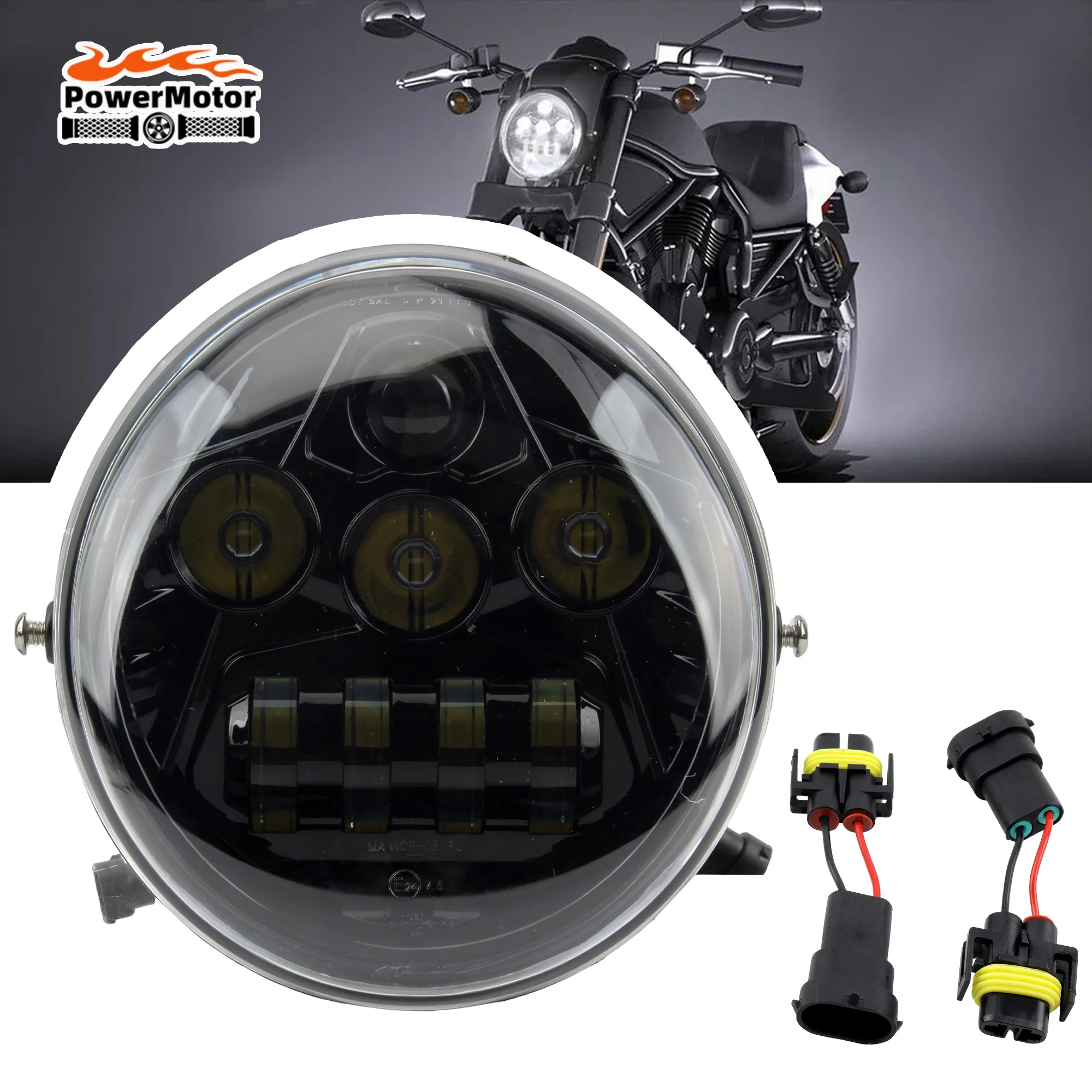 

60W Motorcycle LED Headlight Headlamp Hi/Lo Beam For Harley V Rod Muscle VRSCF VRSCR VRSC 2002-2017 60W V-Rod Street Night Rod