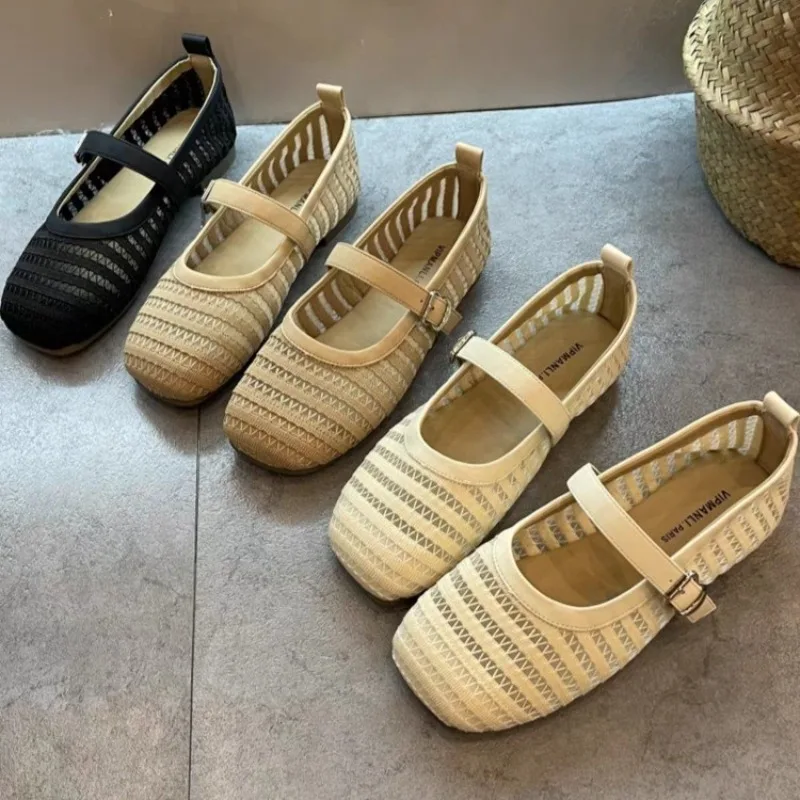 

Женская обувь для балета и танцев на плоской подошве, новинка 2023 года, дышащие туфли Мэри Джейн в стиле ретро, мягкие кроссовки во французском стиле с круглой головкой