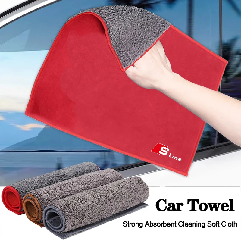 1Pcs Suede Fleece Microfiber Towel Car Styling Cleaning Rag Cloth For Audi Sline Q1 Q2 Q3 Q4 Q5 Q6 Q7 Q8 A1 A2 A3 A4 A5 A6 A7 A8