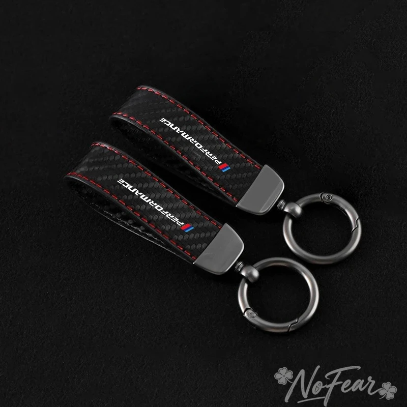 Carbon fiber Car Key Chain Leather Keychain Ring Accessories For BMW performance BMW M Power Performance M3 M5 X1 X3 X5 X6 x7