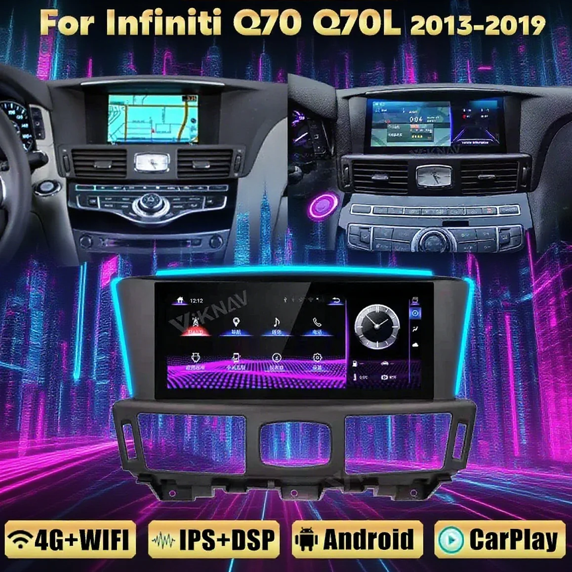 10.25 Inch Android 13 Car Radio For Infiniti Q70 Q70L 2013-2019 Blu-Ray Screen Multimedia Player CarGPS Navigation Snapdragon665