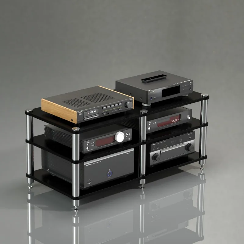 HIFI Audio Equipment Rack, 2-Tier Dual Position Shockproof Stand for Amplifier Home Theater