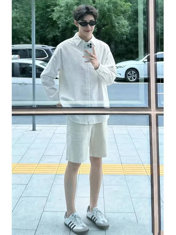 

Cleanfit Premium Cotton Long Sleeve White Shirt for Boys Casual Wear Spring Summer Season Comfortable Loose Fit Shirt