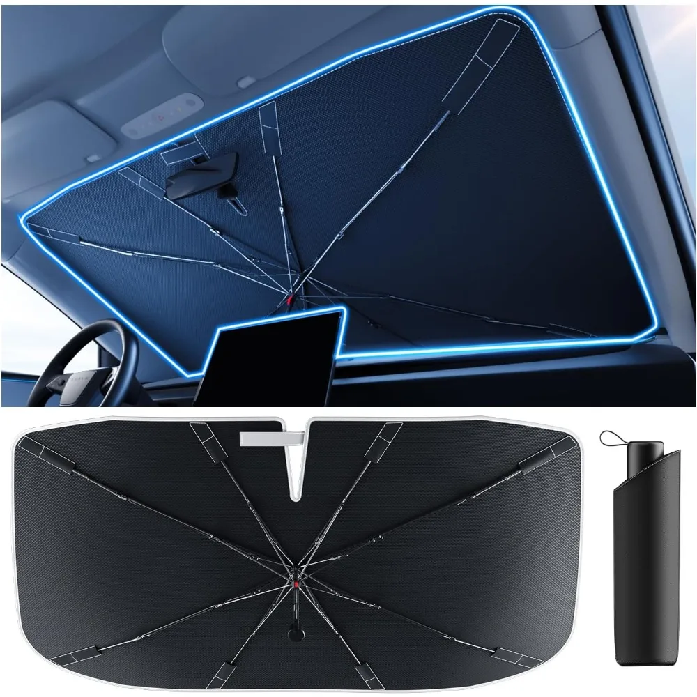 

[2025 Upgrade] Doogoocoo Windshield Sun Shade [Ice-Crystal Cooling & 100% UV Block]-UPF50+ Heat Shield | Keep Car Cooler & Prote