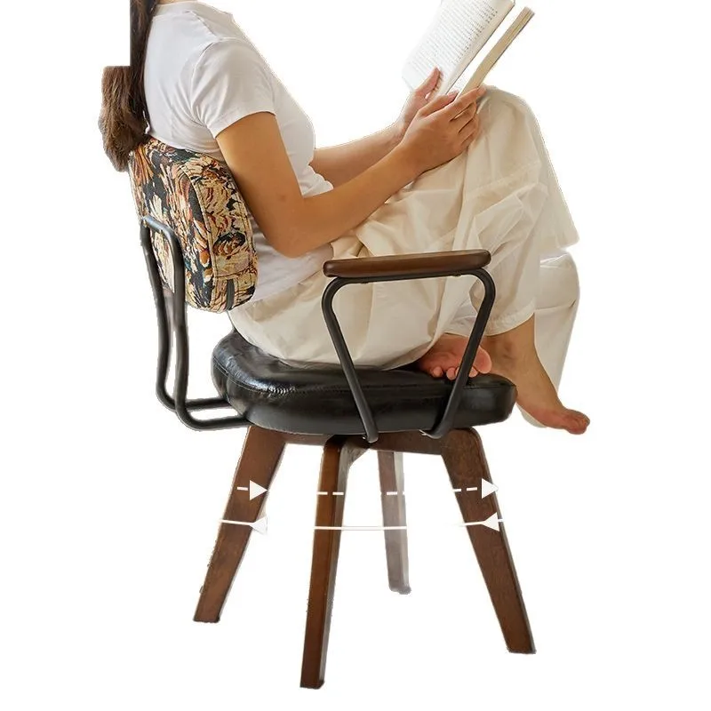 

Chinese leather seat home computer chair sedentary study office desk chair rotatable medieval style chair backrest