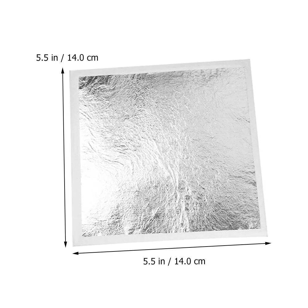 200Pcs Silver Leaf Gilding Foil Square Sheets Non-Edible for Artwork Crafting Decoration Foil Leaf Furniture Design