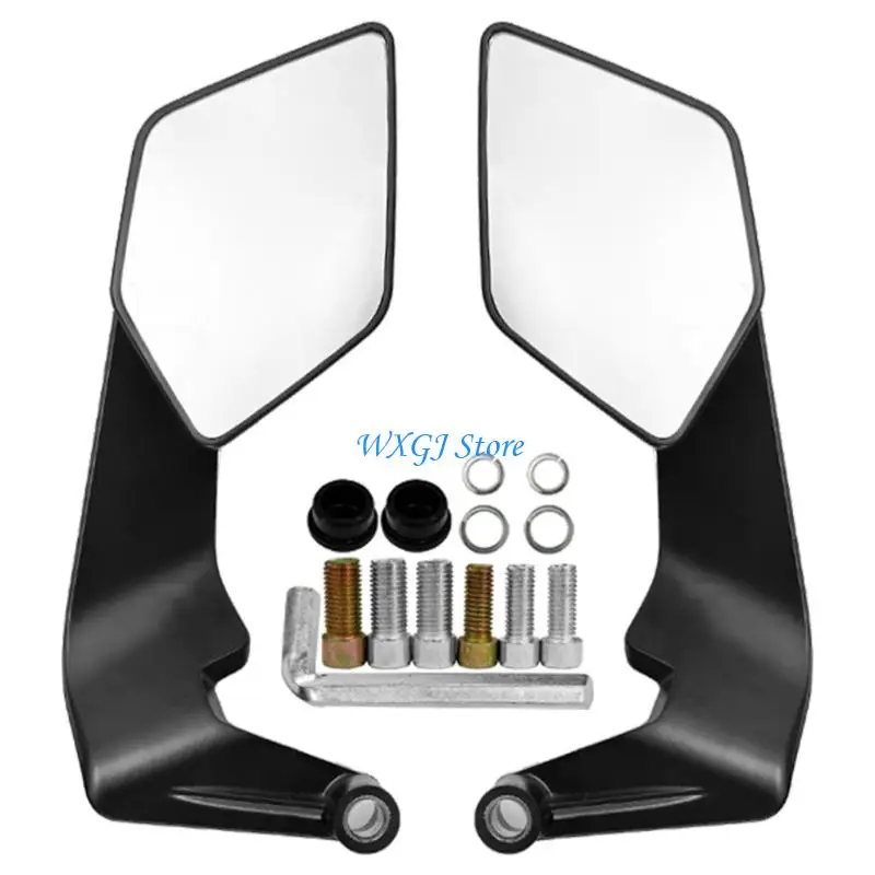 

37JE Broad Field Motorcycle Rearview Mirror With Rotation Feature Tempered Glass Surfaces Universal Easy Installation