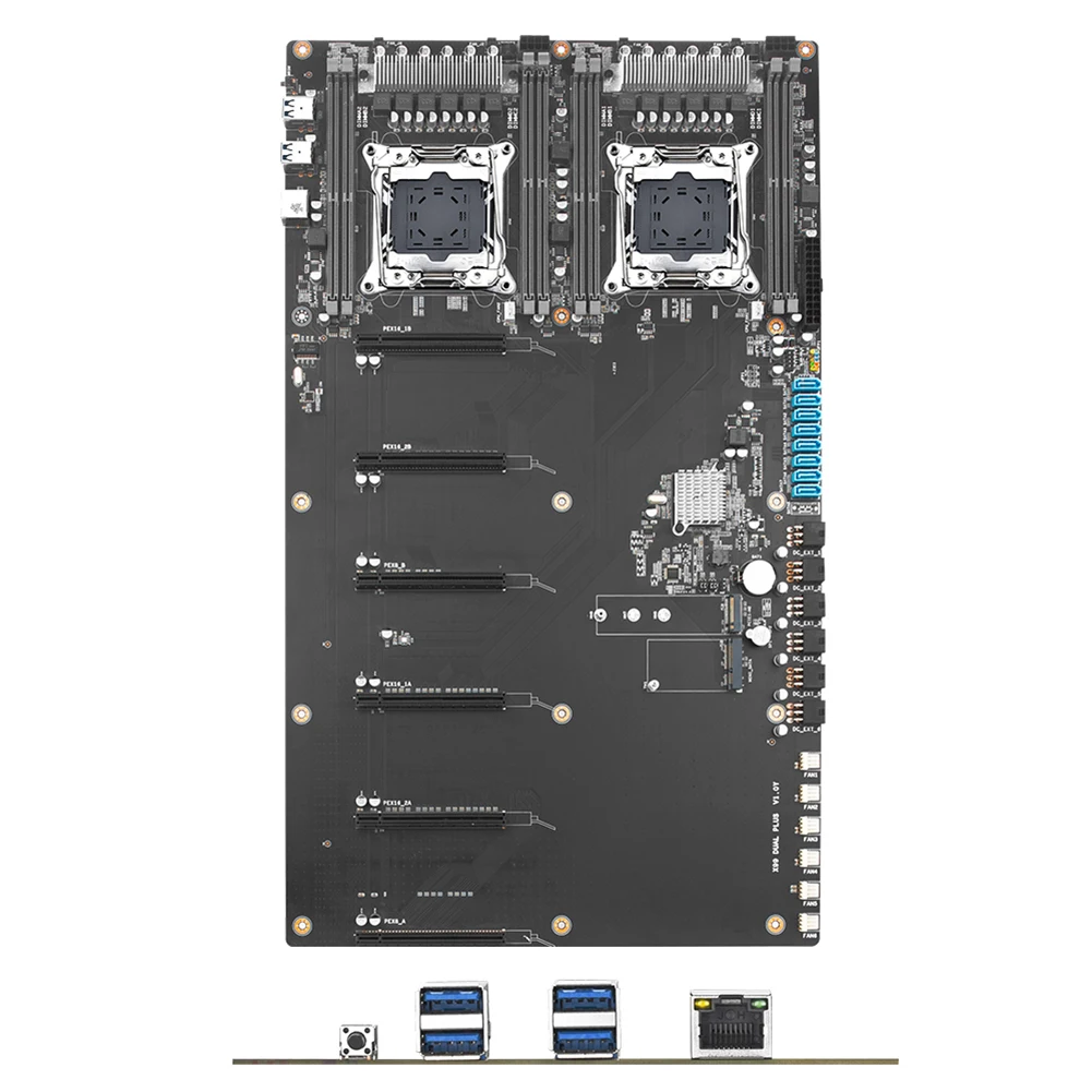 X99 듀얼 플러스 마이닝 마더보드, DDR4 RAM 256GB LGA 2011-3 V3/V4 CPU 소켓 컴퓨터 마더보드 지원, 4 * USB3.0 4 * PCIe3.0 X