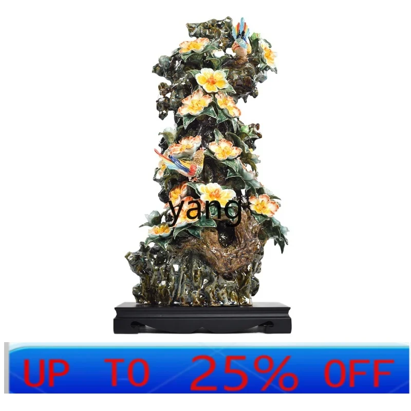 

LH Home Living Room Wine Cabinet New Chinese Art Ceramic Flower Sculpture Ornament
