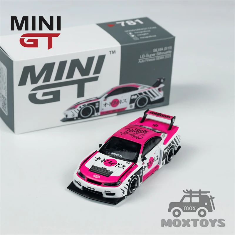 MINI GT 1:64 LB-Super Silhouette S15 SILVIA Auto Finesse SEMA 2023 Pink RHD Diecast Model Car