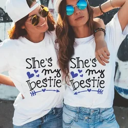 Summer Casual Clothing Shes My Bestie Graphic T Shirt Short Sleeve O-neck Women Best Friends Fashion Clothes T-shirt Female Tops