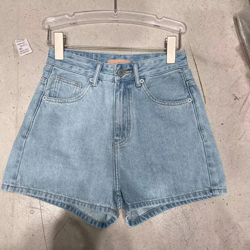 Summer New Women's Denim Shorts Thin Oversize Light Blue Jeans High Waist Loose Slim A-word Wide Leg Hot Shot Pants Student Tide