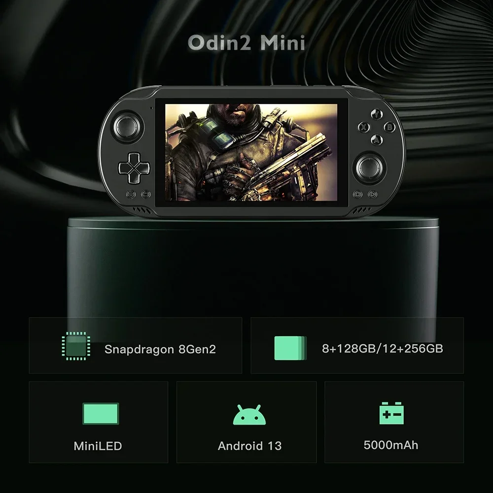 Ayn Odin 2 Mini Retro Handheld Game Console Video Player 6 Inch Touch Screen Android13 8G+128G Wifi Bluetooth HD PSP PS2 Gift