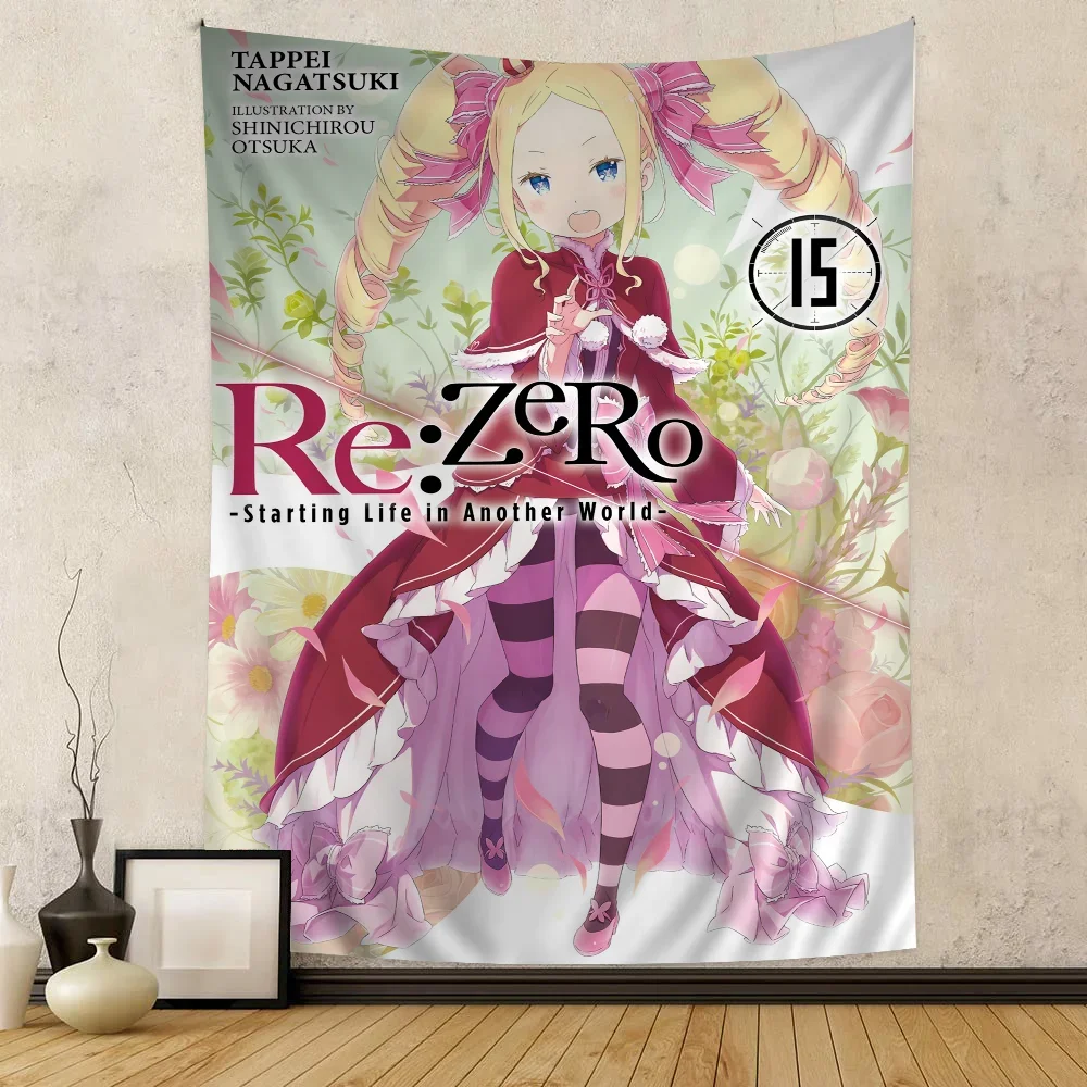 نسيج أنيمي من Re Zero لديكور النوم ، زهرة الهيبي ، سجاد حائط ، تعليق جداري هيبي رخيص #6