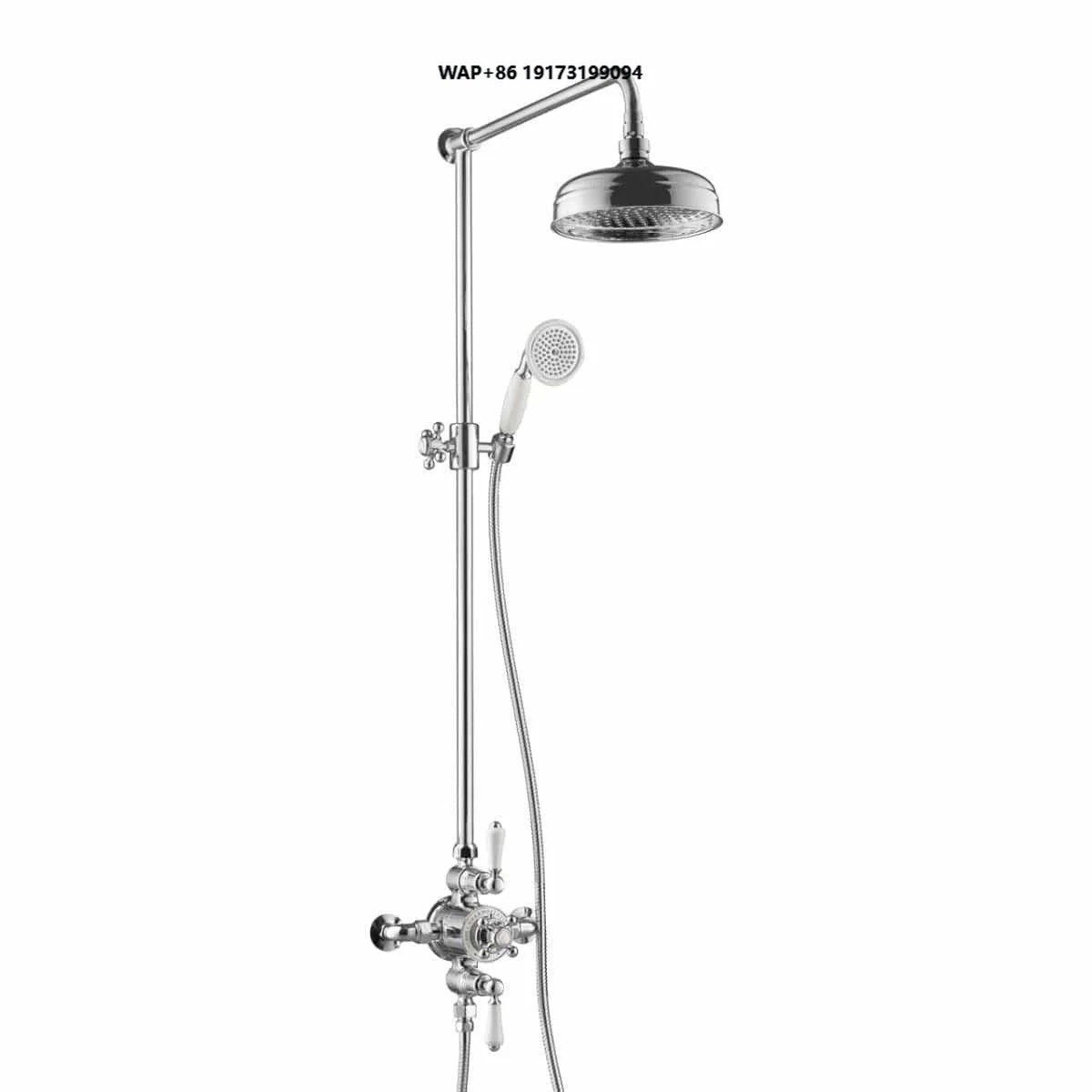 Classic Bathrooms chrome brass Thermostatic Exposed Mixer Shower with Fixed Head Shower Kit and ceramic telephone shower
