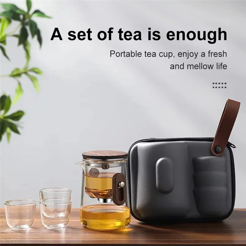 ABZL Premium Travel Tea Set - Portable Tea Infuser Mug With Glass Liner, Magnetic Lid - Ideal For Travel And Office Use