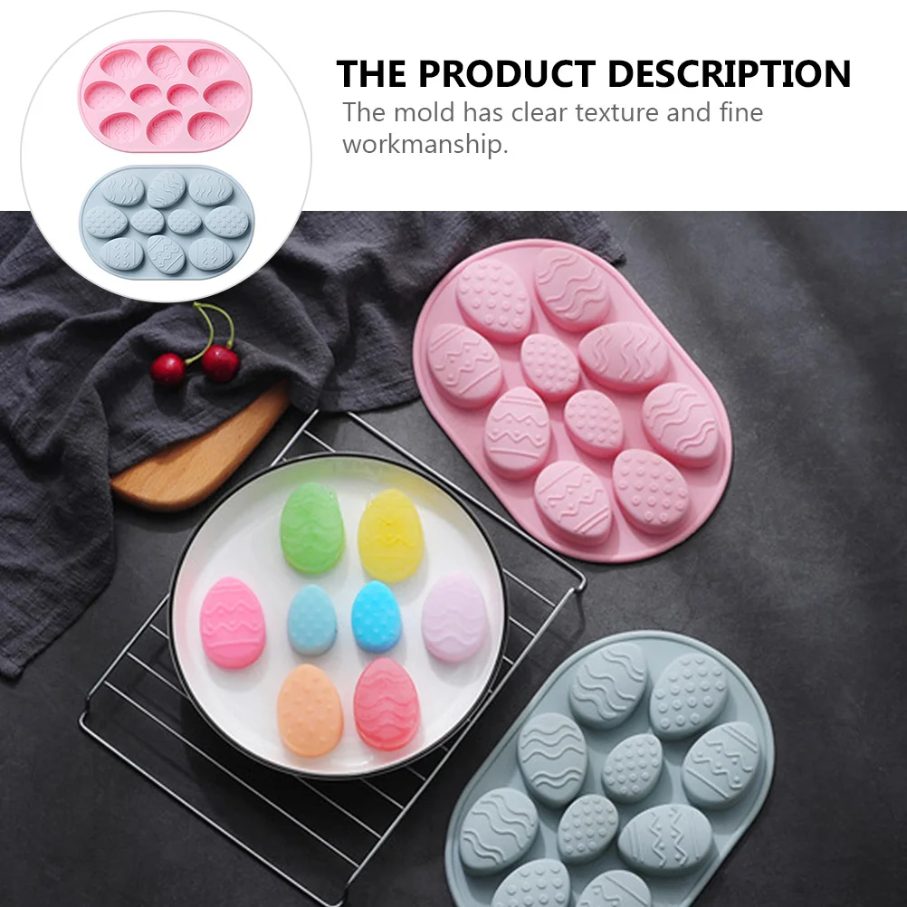

2pcs 10 Easter Egg Shape Silicone Cake Mold Non-Stick Baking Tool For Diy Chocolate Candy Decorating Household Easter Egg Cakes