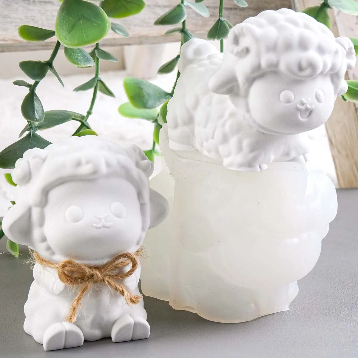 3D Cartoon Lamm Silikon Kerzenform DIY Handgemachte Flauschige Schaf Aroma Seife Gips Harz Bastelformen Heimdekoration