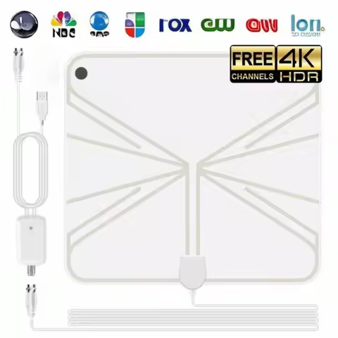 Digital TV Antenna with High Gain, 4K DTV Box Plug EU 5000 Miles Booster, Active Internal Antenna, HD Flat Design