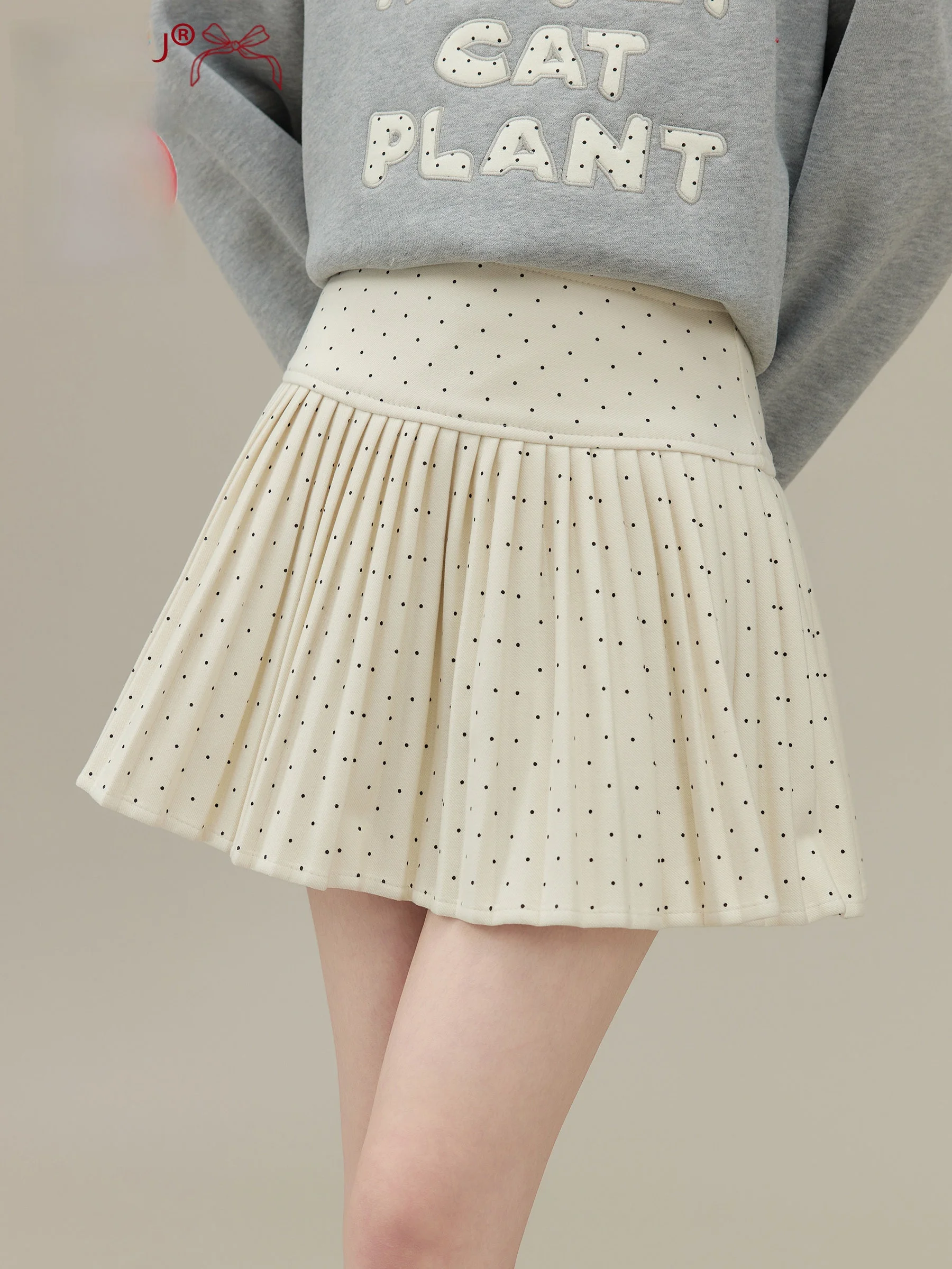 

Юбка плиссе в горошек Lingjiu, женская, А-силуэт, весна 2026, новая, утягивающая, с завышенной талией, из полиэстера, повседневный стиль