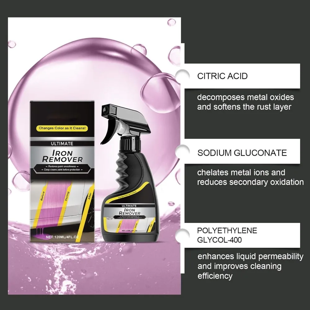 Car Wheel Hub Exhaust Pipe Rust Remover Spray Quick Derusting Agent Clean Metal Iron Powder Stain for Auto Detailing Car Care